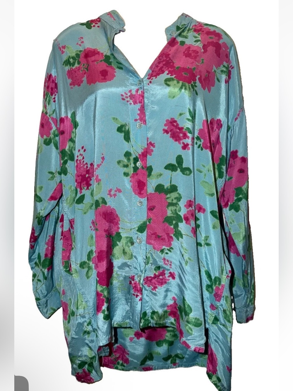 Masai 100% Viscose Oversize Floral Silky Pockets  Bohemian Blouse Top 47" Bust